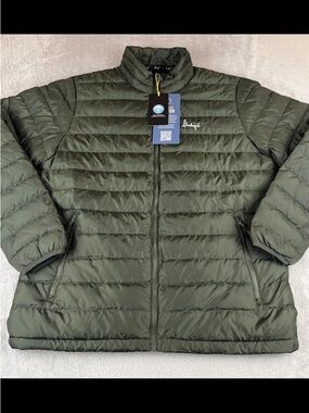 Slumberjack mens long sleeve button up green puffer jacket size Large